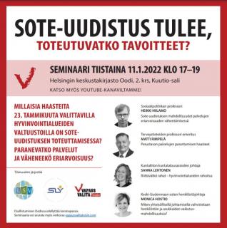 SOTE-UUDISTUS TULEE, TOTEUTUVATKO TAVOITEET?